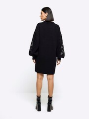 River Island Black Embellished Jumper Dress - Image 2 of 6