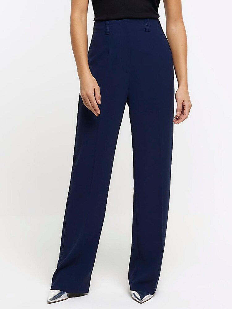 River Island Blue Studio Tuxedo Wide Leg Trousers - Image 1 of 6