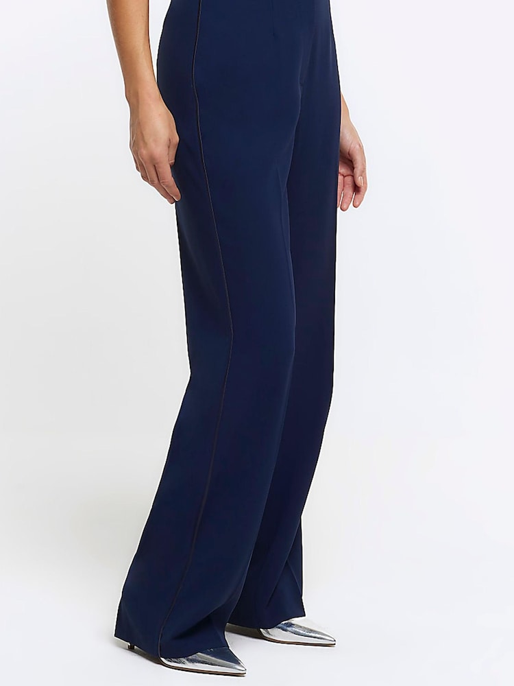 River Island Blue Studio Tuxedo Wide Leg Trousers - Image 4 of 6