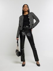 River Island Dark Black High Rise Slim Straight Coated Jeans - Image 4 of 7