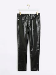 River Island Dark Black High Rise Slim Straight Coated Jeans - Image 5 of 7