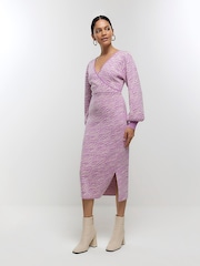 River Island Pink Zebra Crossing Wrap Midi Dress - Image 1 of 6
