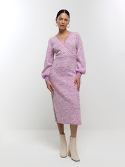 River Island Pink Zebra Crossing Wrap Midi Dress - Image 3 of 6