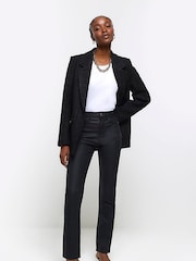 River Island Black High Rise Slim Straight Coated Jeans - Image 3 of 6