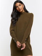 River Island Green Cosy Jumper Dress - Image 1 of 6