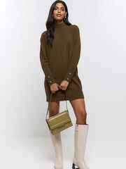 River Island Green Cosy Jumper Dress - Image 3 of 6