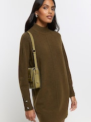 River Island Green Cosy Jumper Dress - Image 4 of 6