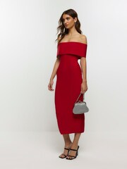 River Island Red Bardot Maxi Dress - Image 3 of 6