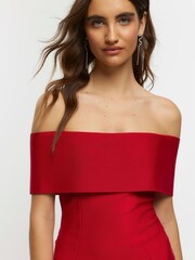 River Island Red Bardot Maxi Dress - Image 4 of 6
