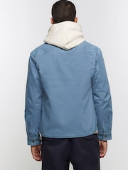 River Island Blue Popper Front Overshirt - Image 2 of 6