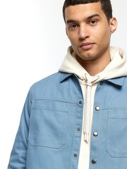River Island Blue Popper Front Overshirt - Image 4 of 6