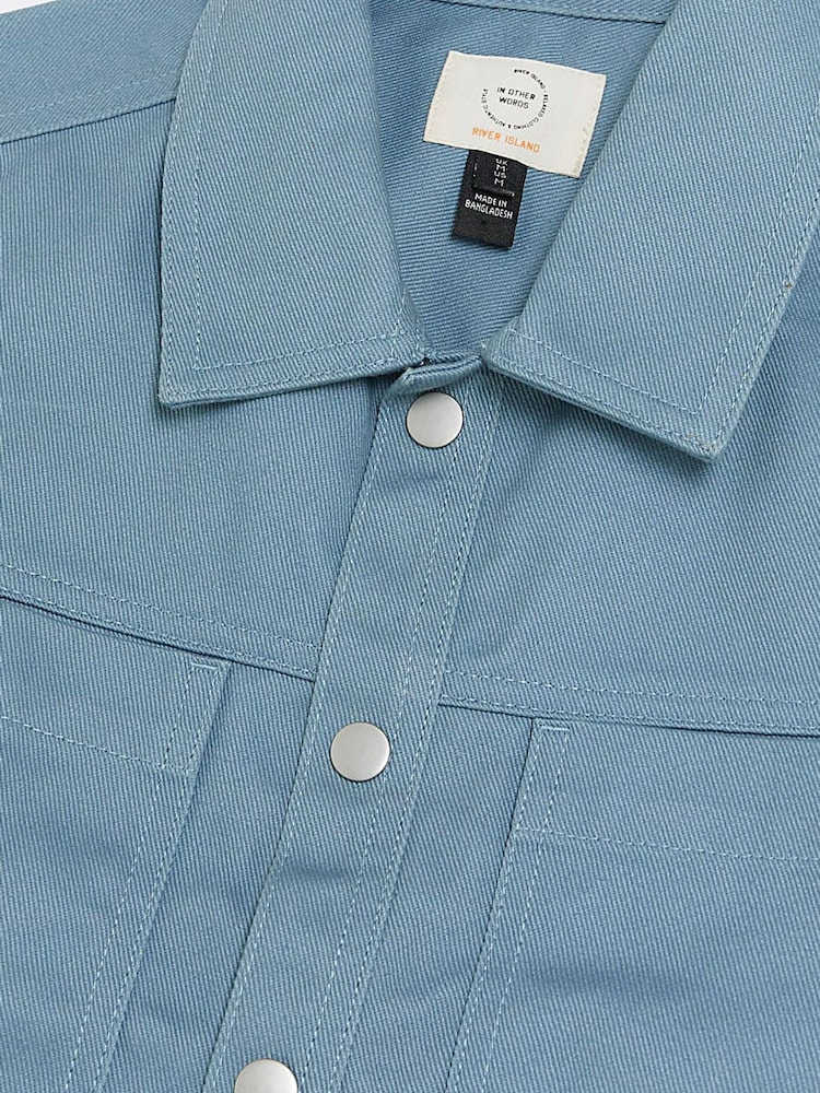 River Island Blue Popper Front Overshirt - Image 6 of 6
