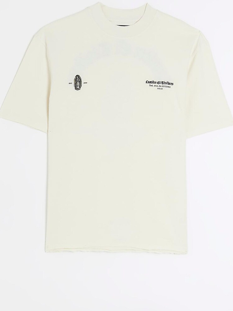 River Island Cream Regular Fit Saint T-Shirt - Image 1 of 6