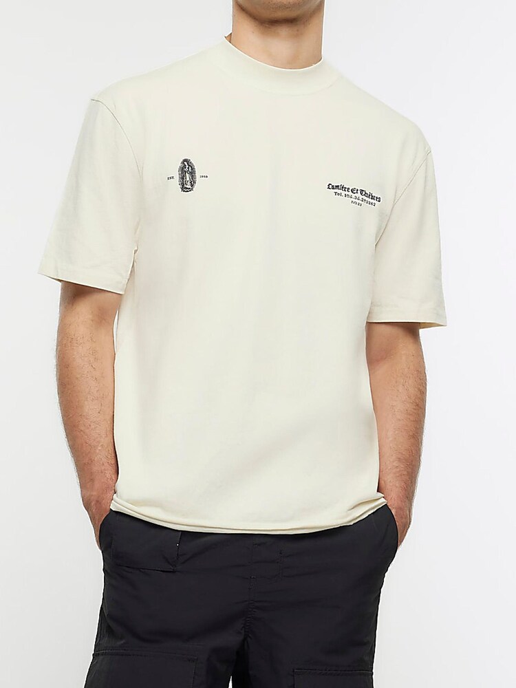 River Island Cream Regular Fit Saint T-Shirt - Image 2 of 6