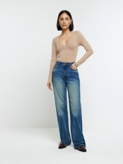 بنطلون جينز بحاشية طراز 90 طراز مستقيم من River Island - صورة 3 من 6