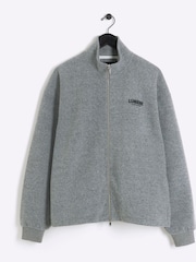 River Island Grey Zip Thru Textured Funnel Jacket - Image 5 of 6