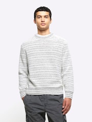 River Island Natural Multicolour Space Dye Crew Neck Jumper - Image 1 of 6
