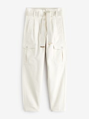 River Island Cream Paperbag Belted Cargo Trousers - Image 5 of 5