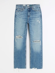 River Island Blue High Rise Straight Ripped Non - Stretch Jeans - Image 5 of 7