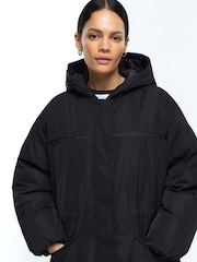 River Island Black Faux Fur Trim Parka - Image 3 of 5