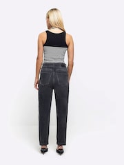 River Island Black Petite High Rise Mom Jeans - Image 2 of 7