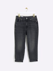 River Island Black Petite High Rise Mom Jeans - Image 3 of 7