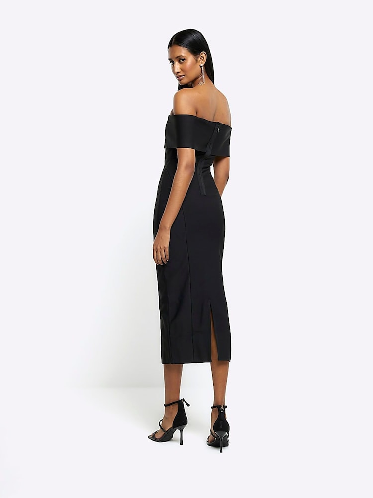 River Island Black Bardot Maxi Dress - Image 2 of 6