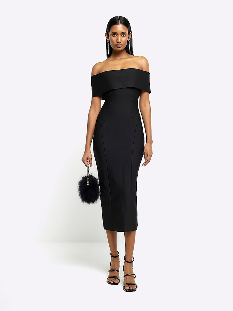 Buy River Island Black Bardot Maxi Dress from Next Luxembourg