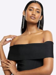 River Island Black Bardot Maxi Dress - Image 4 of 6