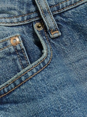 River Island Blue Petite High Rise Bum Sculpt Roll Hem Mom Jeans - Image 5 of 6
