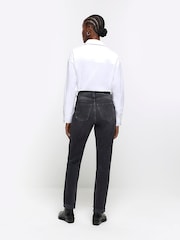 River Island Black High Rise Mom Jeans - Image 3 of 4