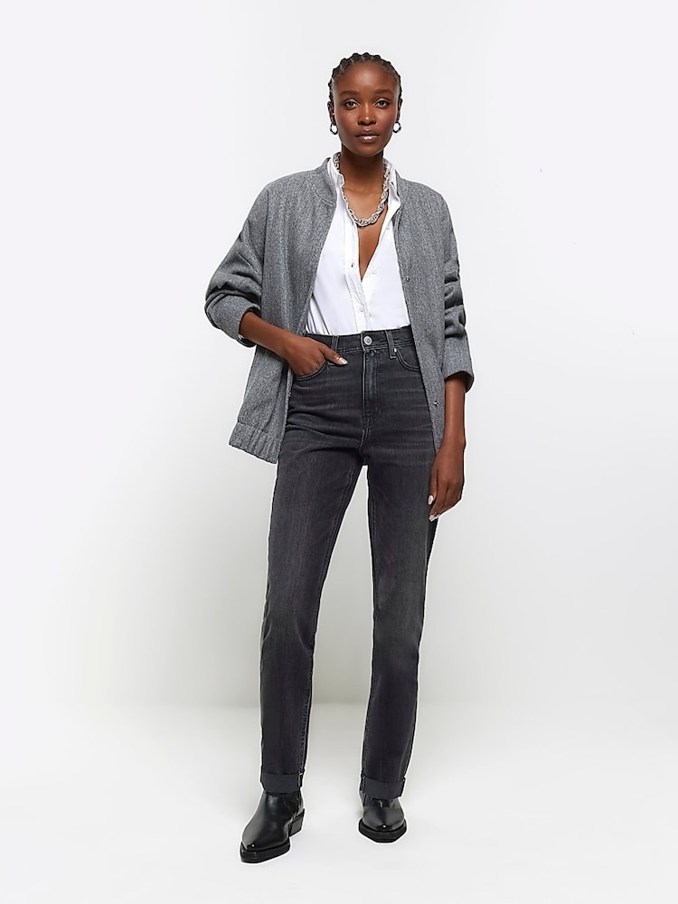 River Island Black High Rise Mom Jeans - Image 4 of 4 River Island Black High Rise Mom Jeans - Image 4 of 4