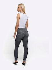 River Island Grey Bum Sculpt High Rise Ripped Skinny Jeans - Image 2 of 6