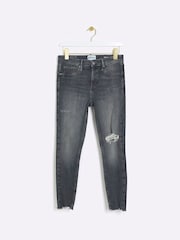 River Island Grey Bum Sculpt High Rise Ripped Skinny Jeans - Image 4 of 6