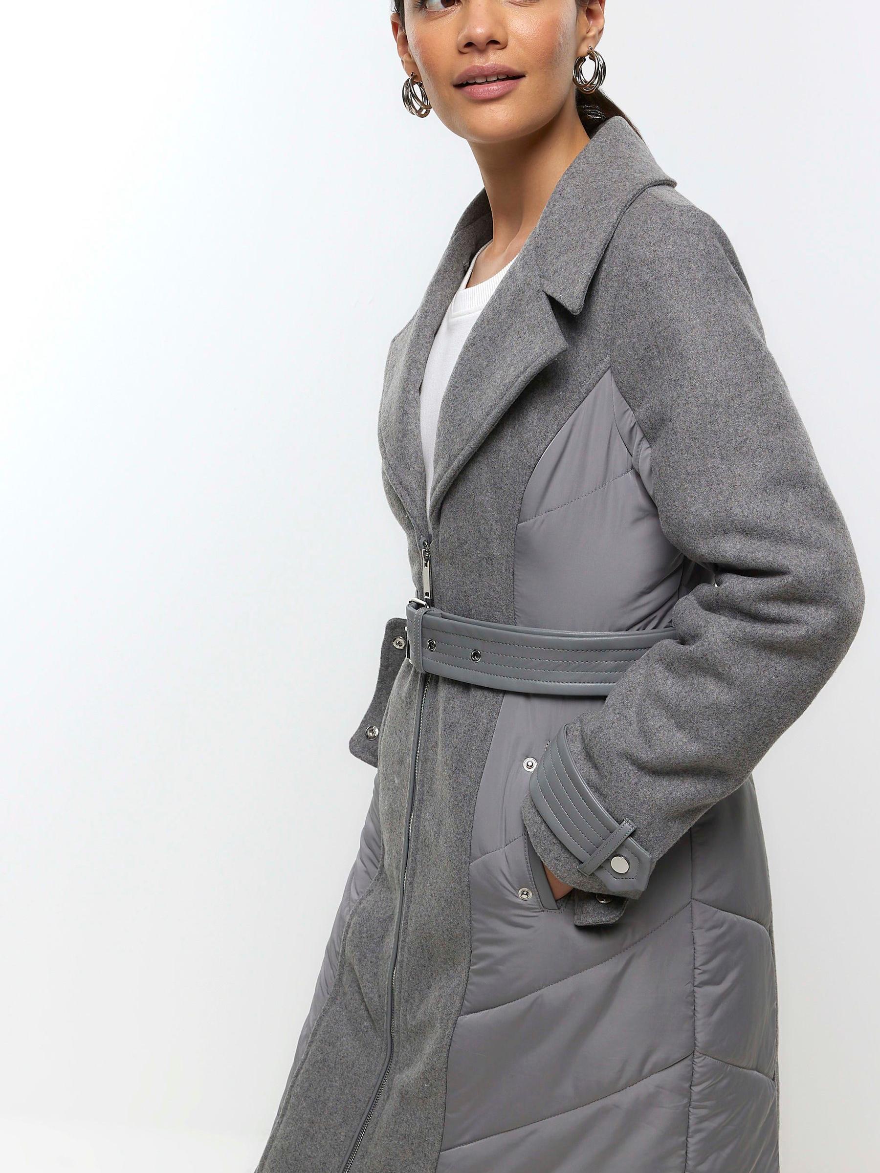 Riu リウ Fur collar long coat グレー Rちゃん