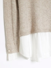 River Island Beige Satin Hybrid Jumper - Image 6 of 6