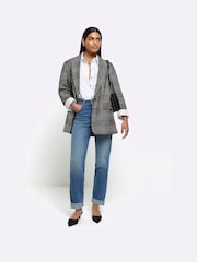 River Island Blue Roll Up hem Bum Sculpt Mom Jeans - Image 4 of 7