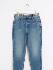 River Island Blue Roll Up hem Bum Sculpt Mom Jeans - Image 5 of 7