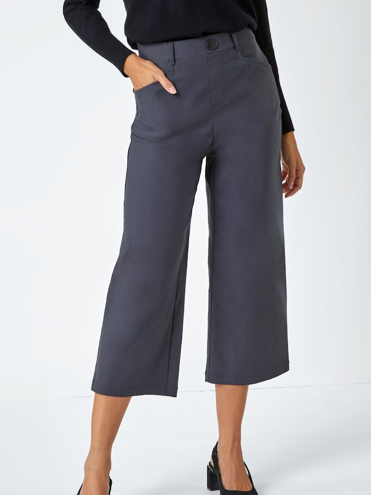 Roman Grey Cropped Stretch Culottes - Image 1 of 5