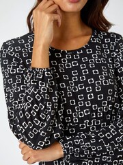 Roman Black Square Print Stretch Jersey Dress - Image 6 of 6