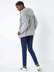 Roman Grey Hooded Sherpa Borg Fleece Jacket - Image 2 of 5