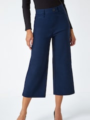Roman Blue Cropped Stretch Culottes - Image 1 of 5