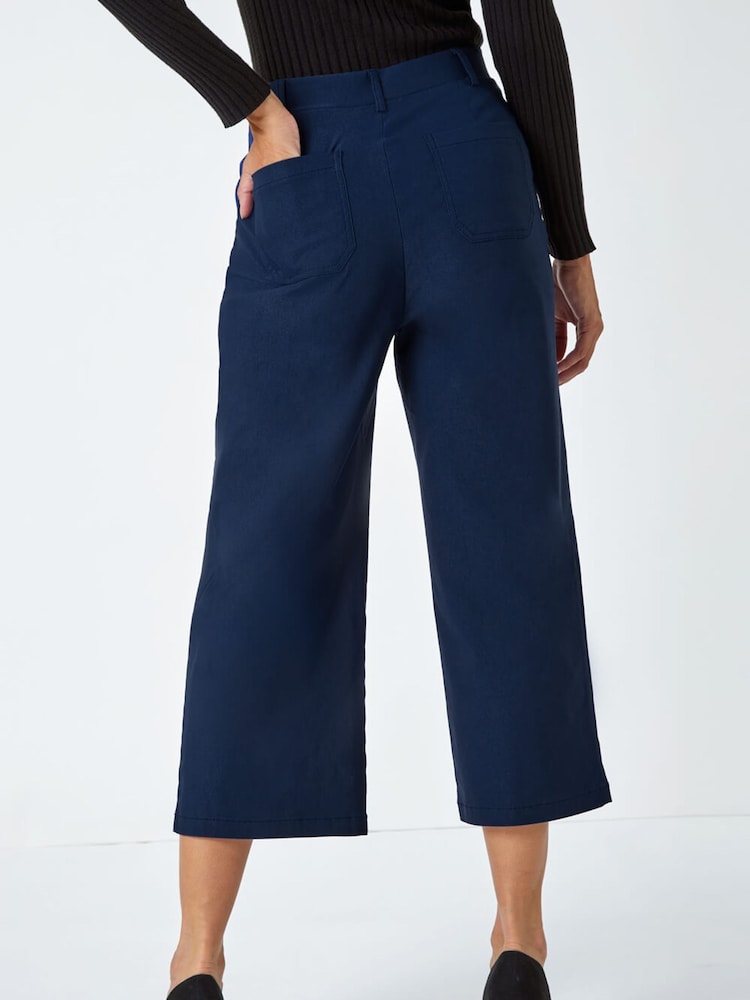 Roman Blue Cropped Stretch Culottes - Image 2 of 5