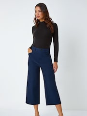 Roman Blue Cropped Stretch Culottes - Image 3 of 5