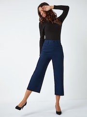Roman Blue Cropped Stretch Culottes - Image 4 of 5