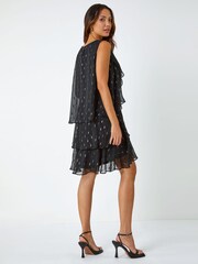 Roman Black Shimmer Foil Print Tiered Dress - Image 2 of 5
