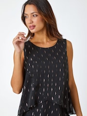 Roman Black Shimmer Foil Print Tiered Dress - Image 4 of 5