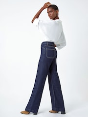 Roman Blue Light Wide Leg Stretch Denim Jeans - Image 4 of 6
