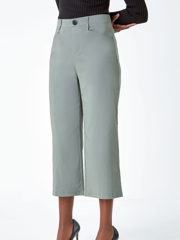 Roman Green Cropped Stretch Culottes - Image 1 of 5