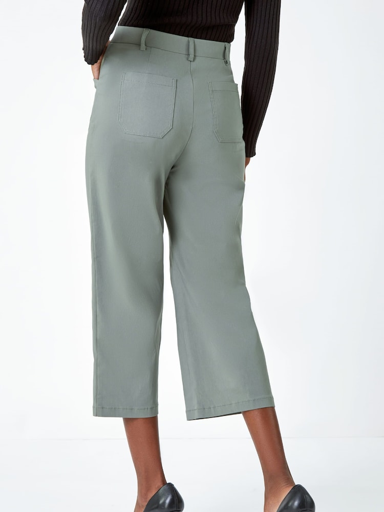 Roman Green Cropped Stretch Culottes - Image 2 of 5